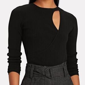 A.L.C. Priya Black Cut-Out Women's Long-Sleeve Knit Top